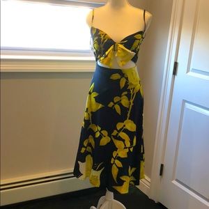 Cutout Bow Detail Floral Midi Dress